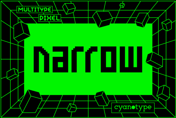 MultiType Pixel Narrow Font for Bold Display Projects