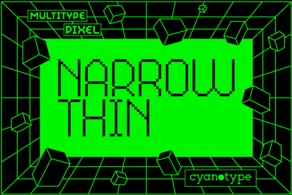 MultiType Pixel Narrow Thin Font for Bold Display Design